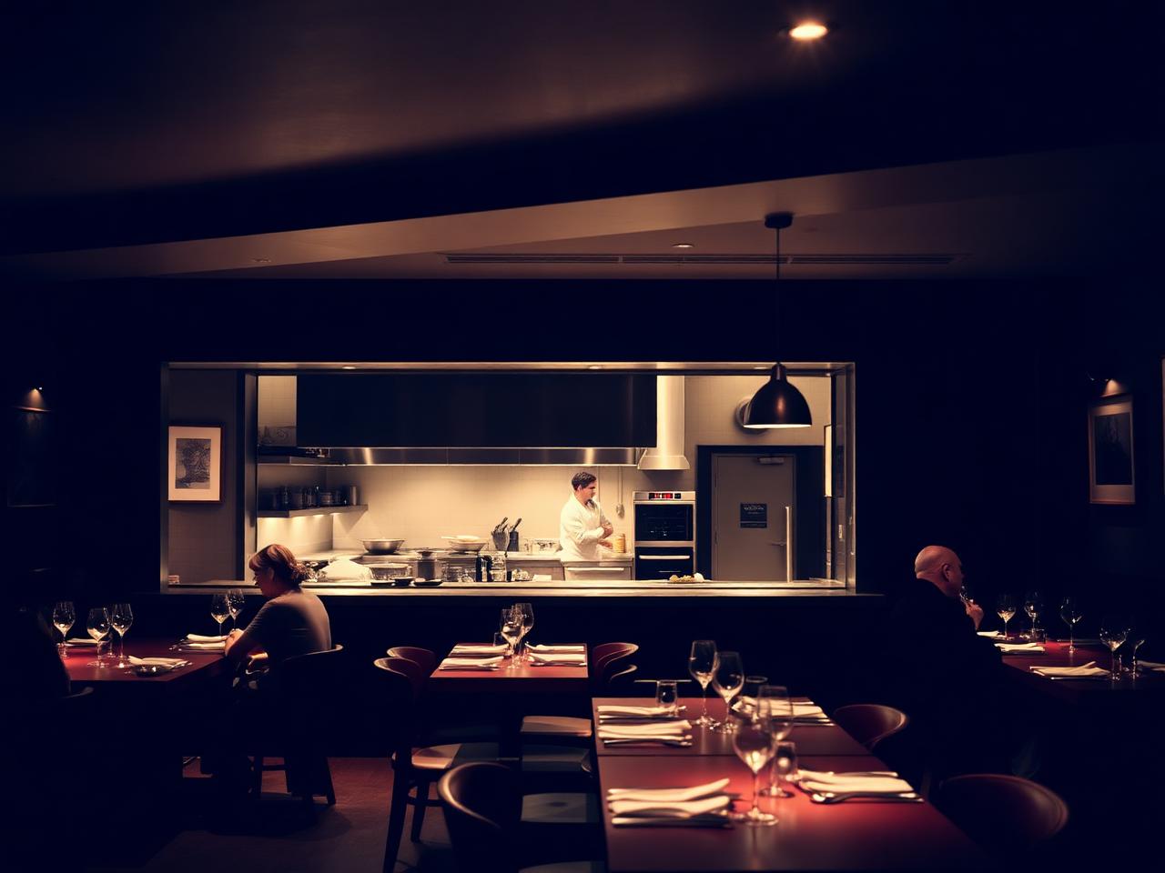 Nobelhart und Schmutzig Berlin intimate counter dining room with open kitchen, warm low lighting and refined modern German cuisine