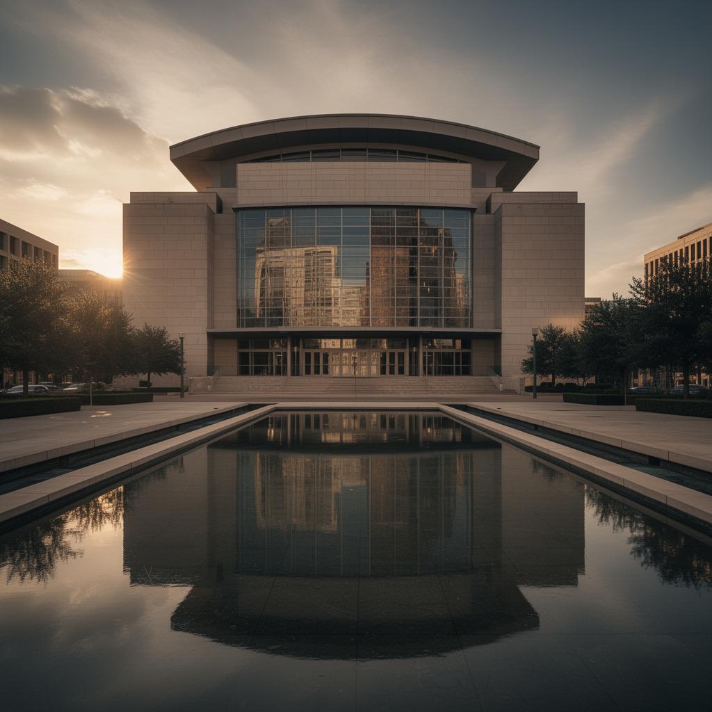 Meyerson Symphony Center with reflecting pool in the Dallas Arts District