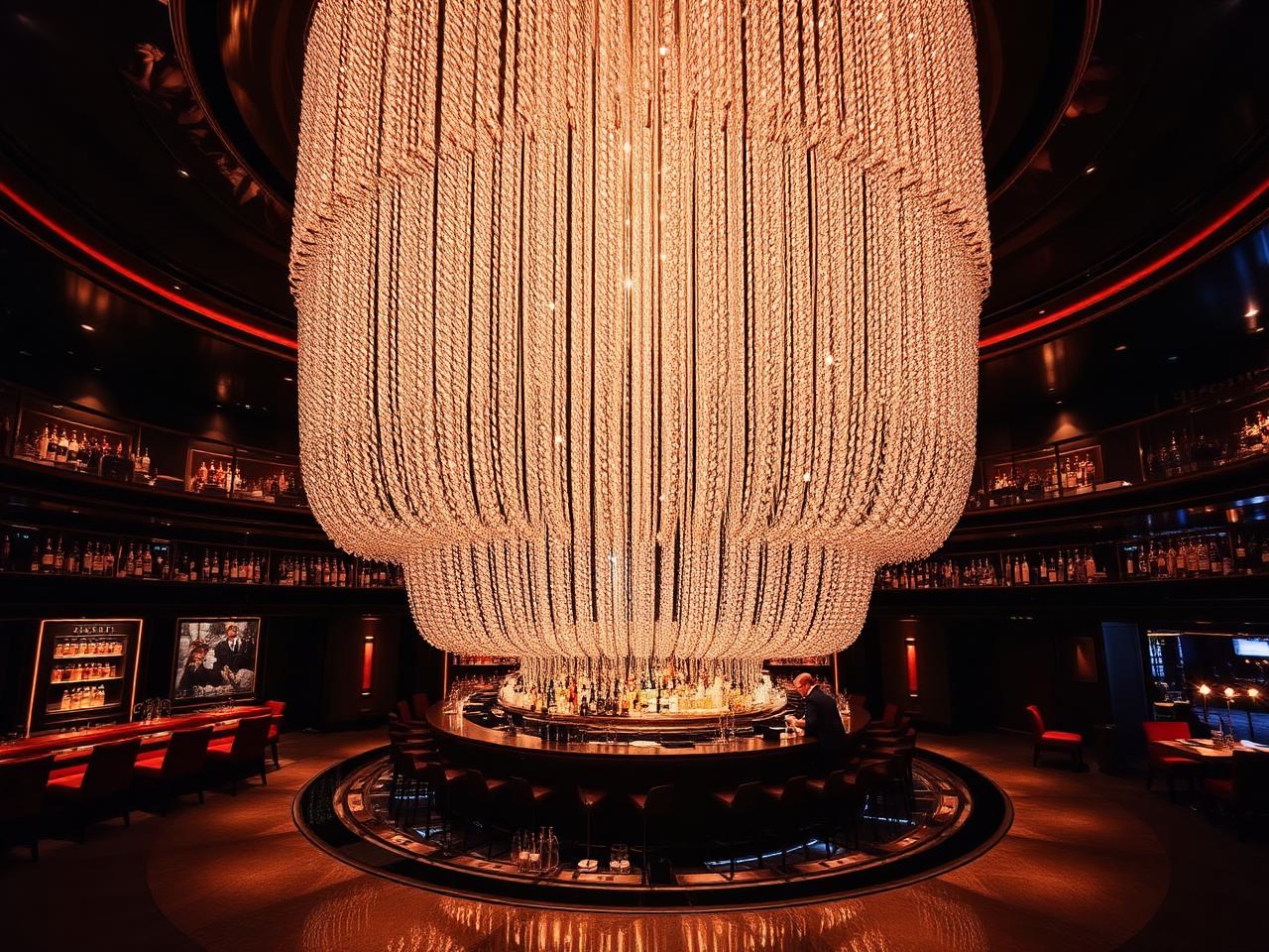 The Chandelier bar enclosed by a giant crystal chandelier