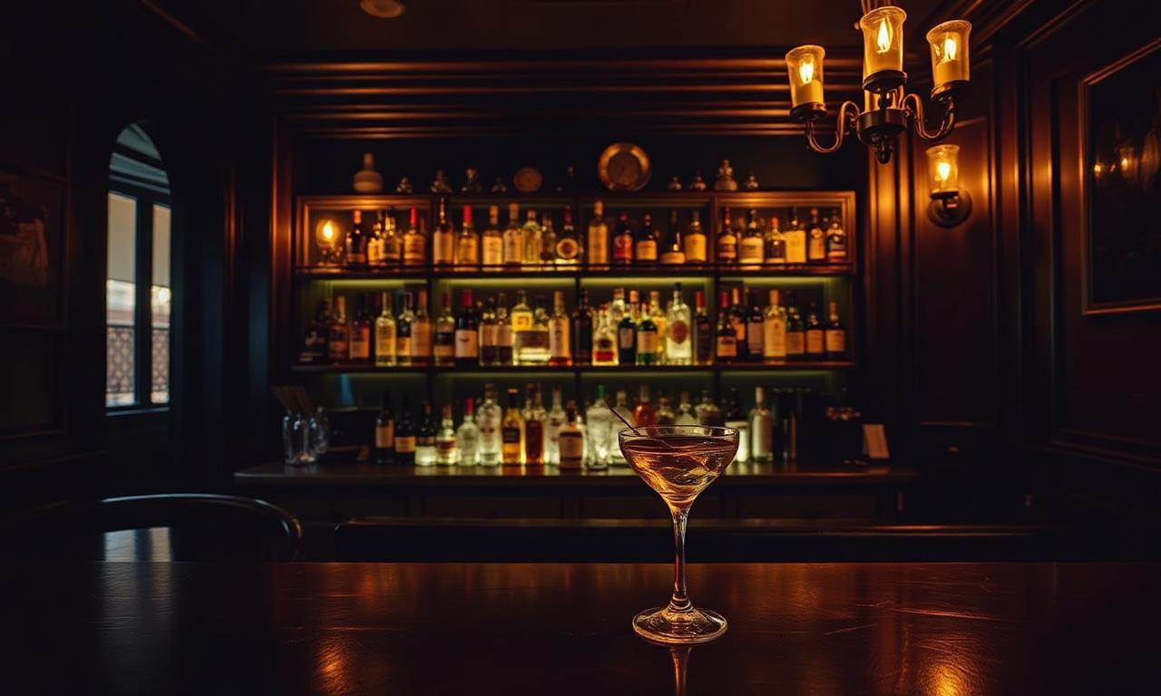 1862 Dry Bar Madrid refined upstairs cocktail bar with vintage chesterfield seating, warm low lighting and beautifully made classic cocktails