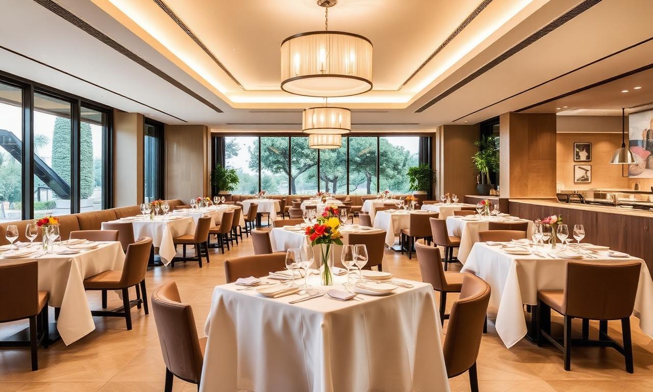 VORO Mallorca two Michelin star fine dining interior at Park Hyatt Cap Vermell with refined modern Mediterranean cuisine and warm pendant lighting